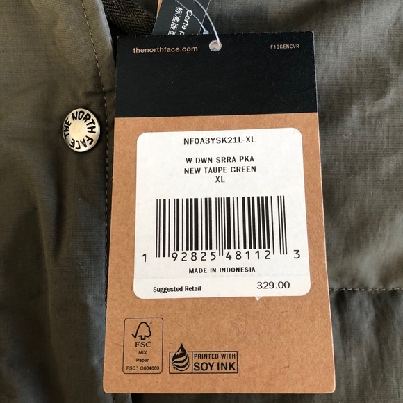 The North Face Sierra Down Parka Taupe Green NWT - Picture 14 of 16